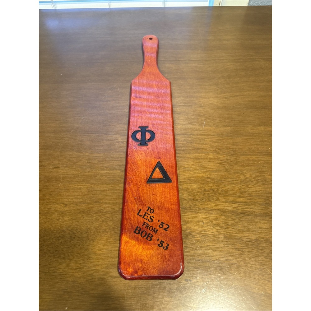 Vintage Phi Delta Fraternity Initiation Paddle Bowling Green State Univ 1953